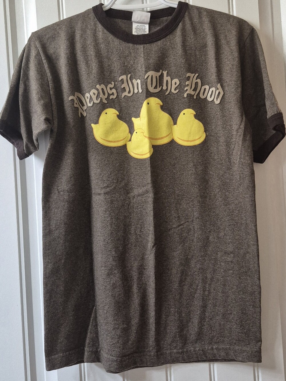 Adult Vintage TNT Trau & Loevner "Peeps In The Hood" Ringer T-shirt Sz Small